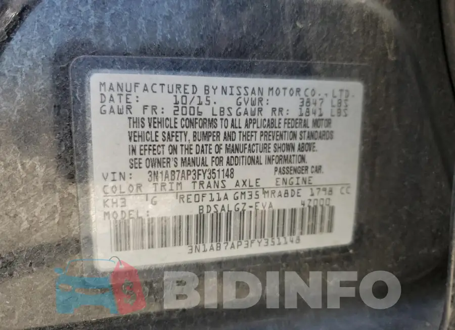 3N1AB7AP3FY351148 Photo# 12