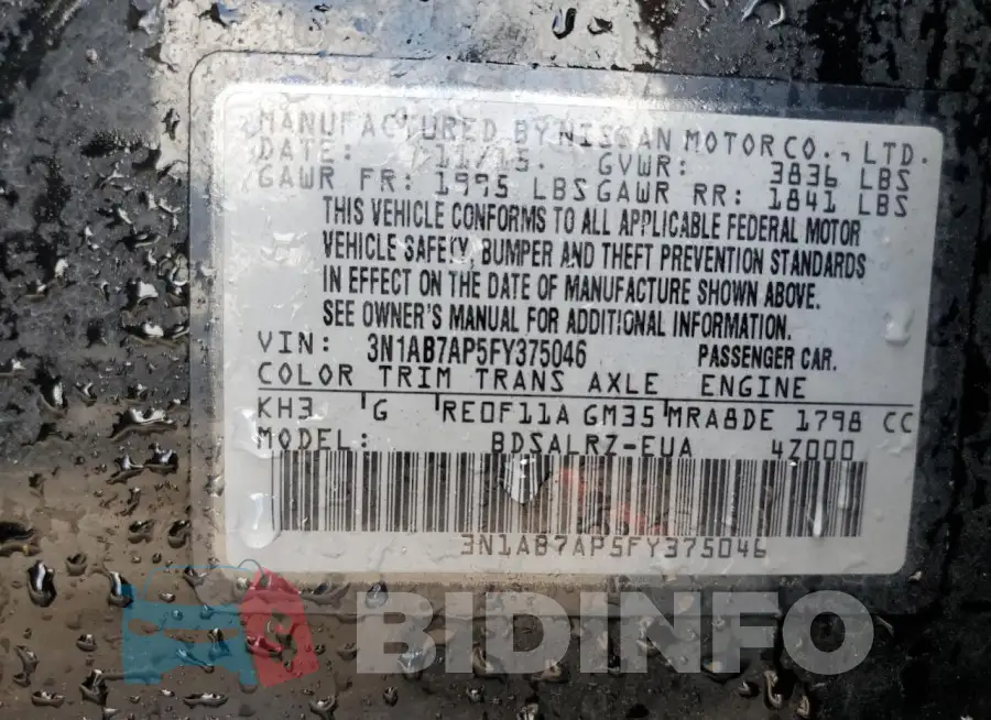 3N1AB7AP5FY375046 Photo# 12
