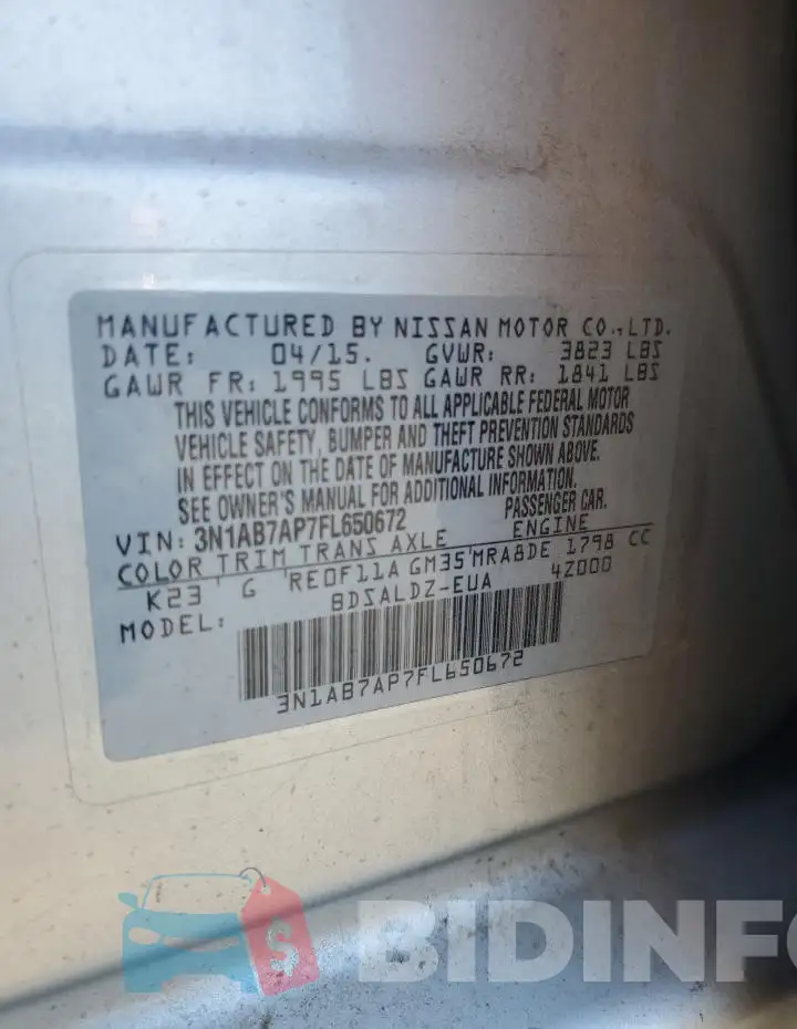 3N1AB7AP7FL650672 Photo# 12