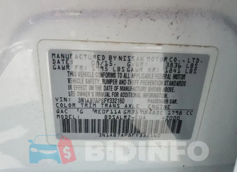 3N1AB7AP8FY332160 Photo# 13