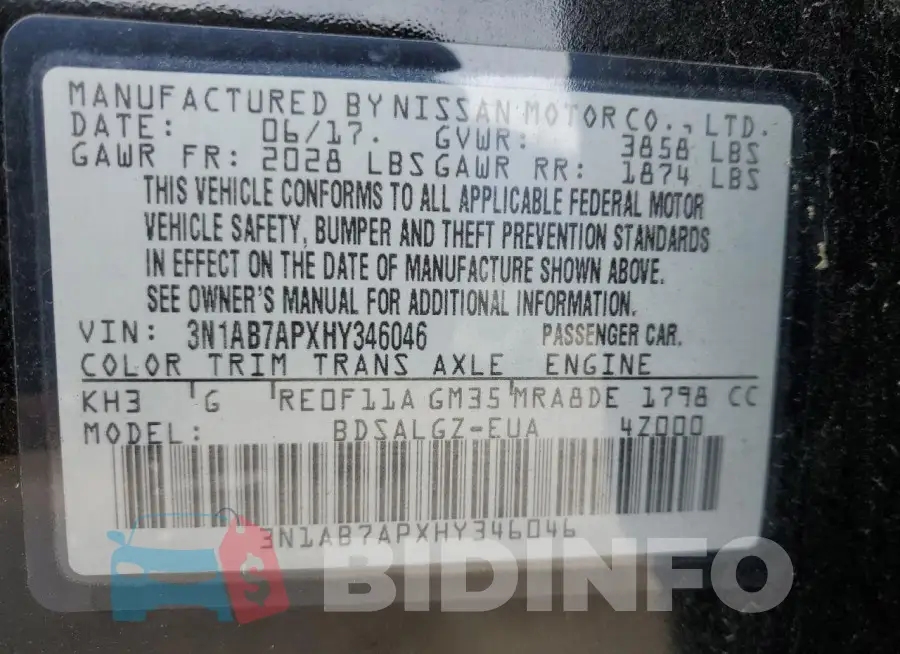 3N1AB7APXHY346046 Photo# 13