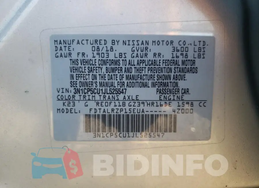 3N1CP5CU1JL525547 Photo# 10