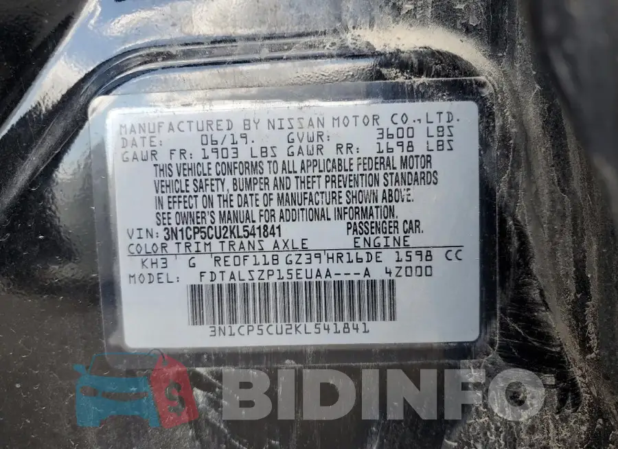 3N1CP5CU2KL541841 Photo# 13