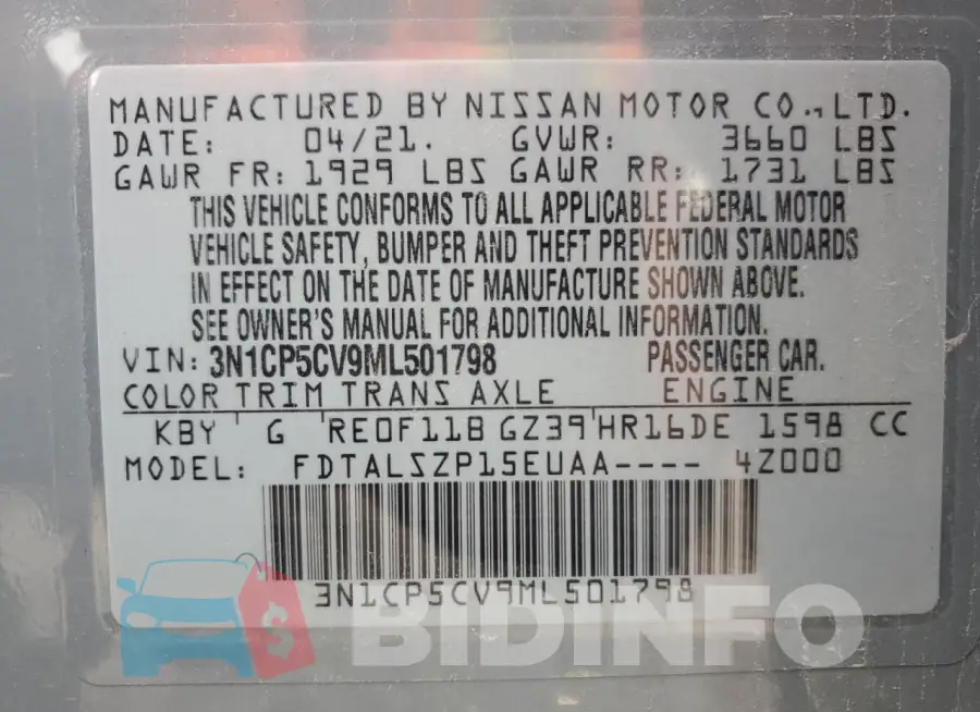 3N1CP5CV9ML501798 Photo# 14