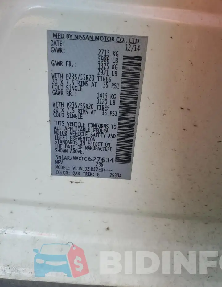 5N1AR2MMXFC627634 Photo# 13