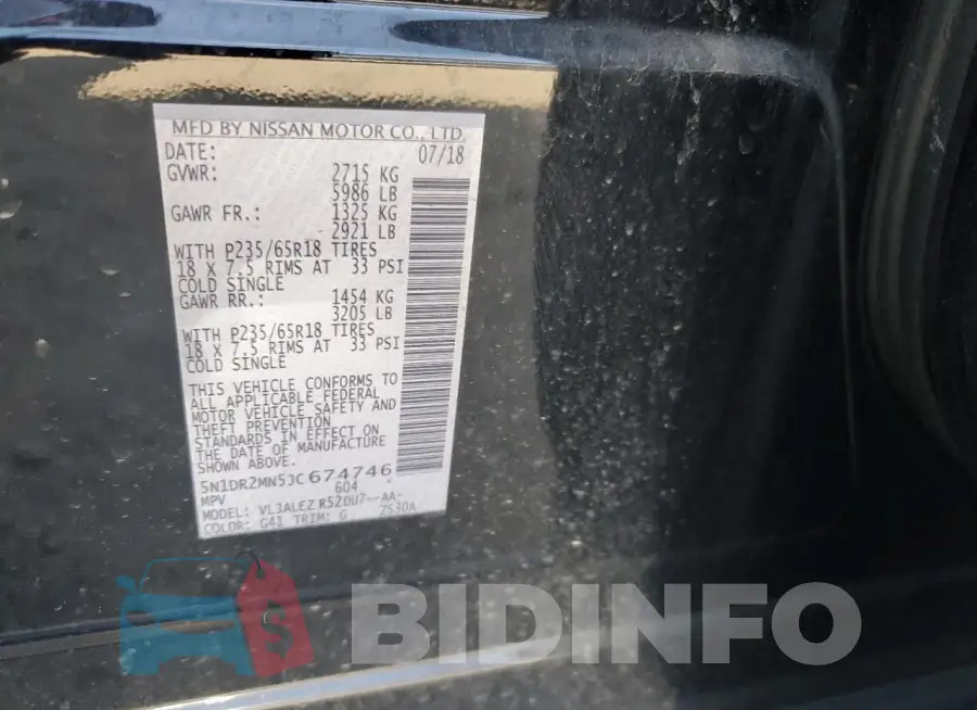 5N1DR2MN5JC674746 Photo# 12