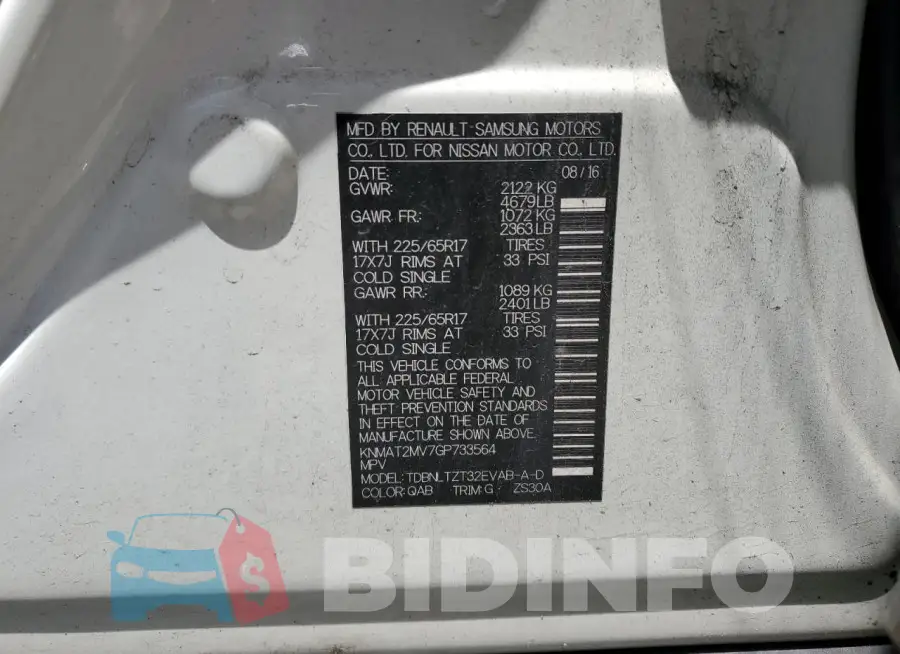 KNMAT2MV7GP733564 Photo# 12
