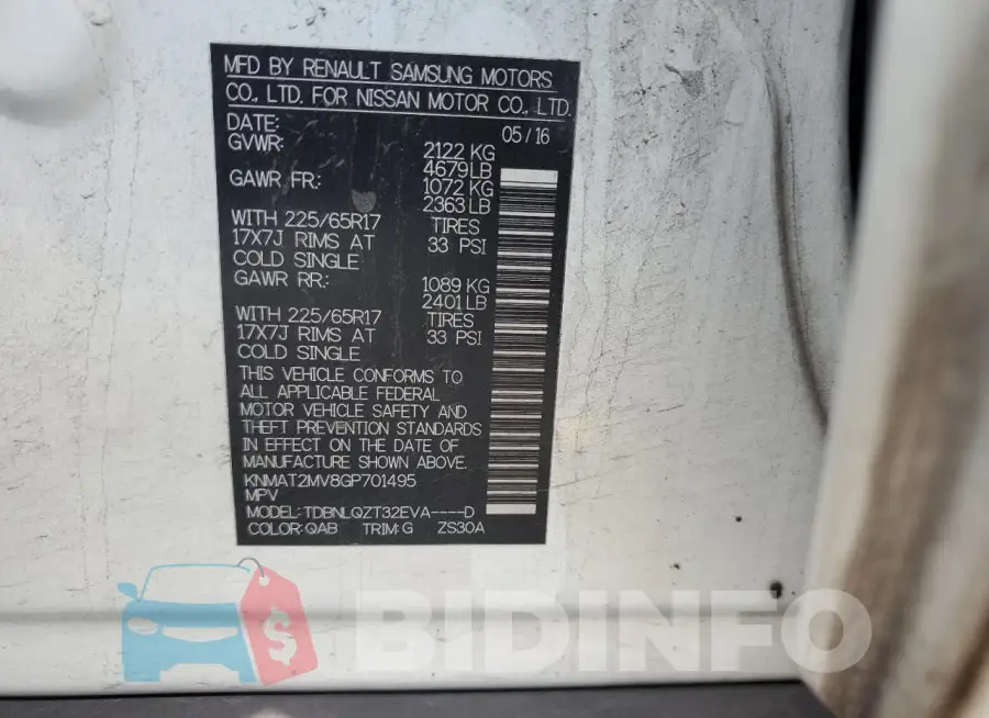 KNMAT2MV8GP701495 Photo# 13