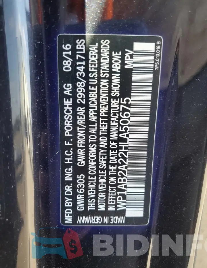 WP1AB2A22HLA50675 Photo# 12