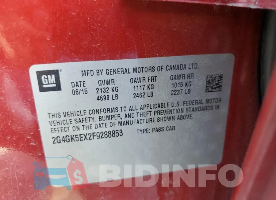 2G4GK5EX2F9288853 Photo# 12