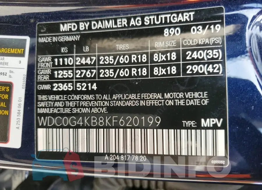 WDC0G4KB8KF620199 Photo# 13