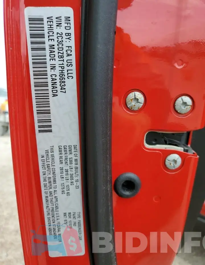 2C3CDZBT1PH668347 Photo# 12