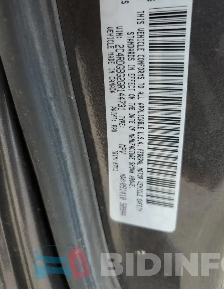 2C4RDGBG2GR144731 Photo# 13