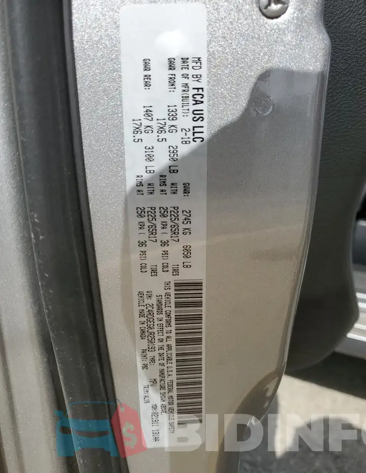 2C4RDGEG0JR250193 Photo# 13