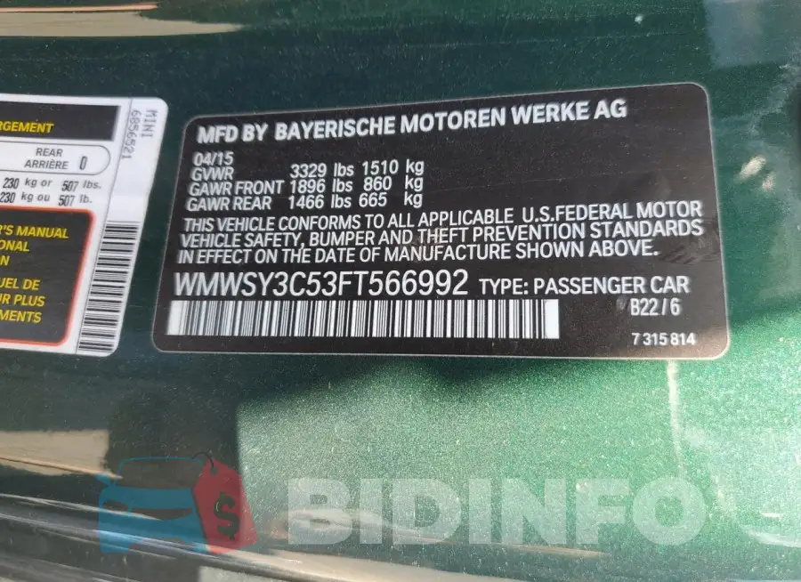 WMWSY3C53FT566992 Photo# 12