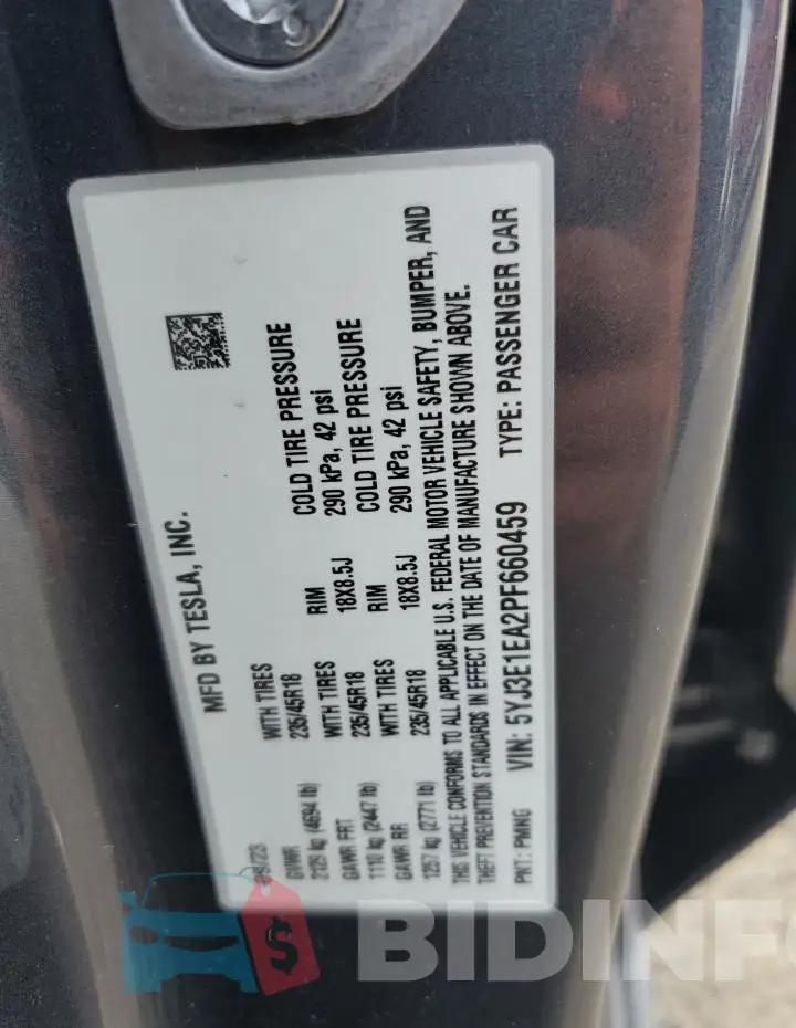 5YJ3E1EA2PF660459 Photo# 13