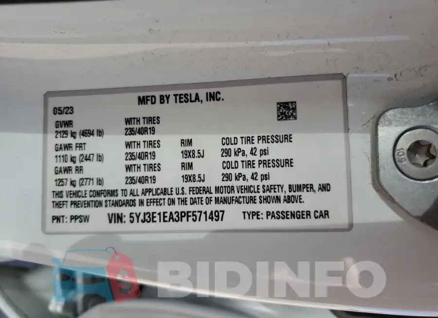 5YJ3E1EA3PF571497 Photo# 12
