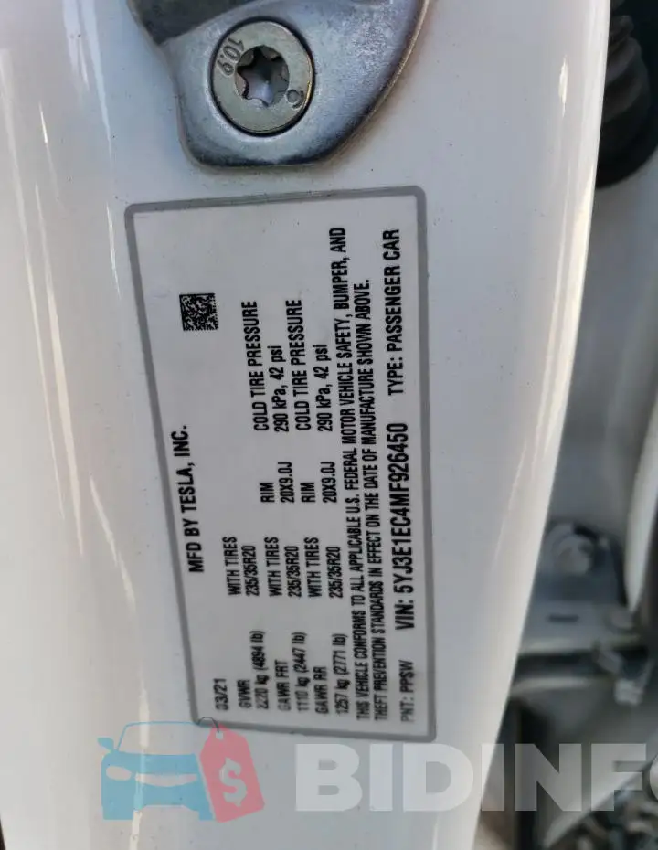 5YJ3E1EC4MF926450 Photo# 13