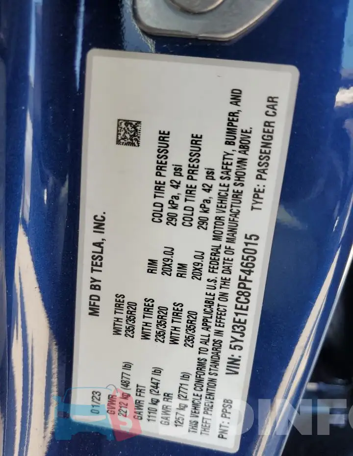 5YJ3E1EC8PF465015 Photo# 12
