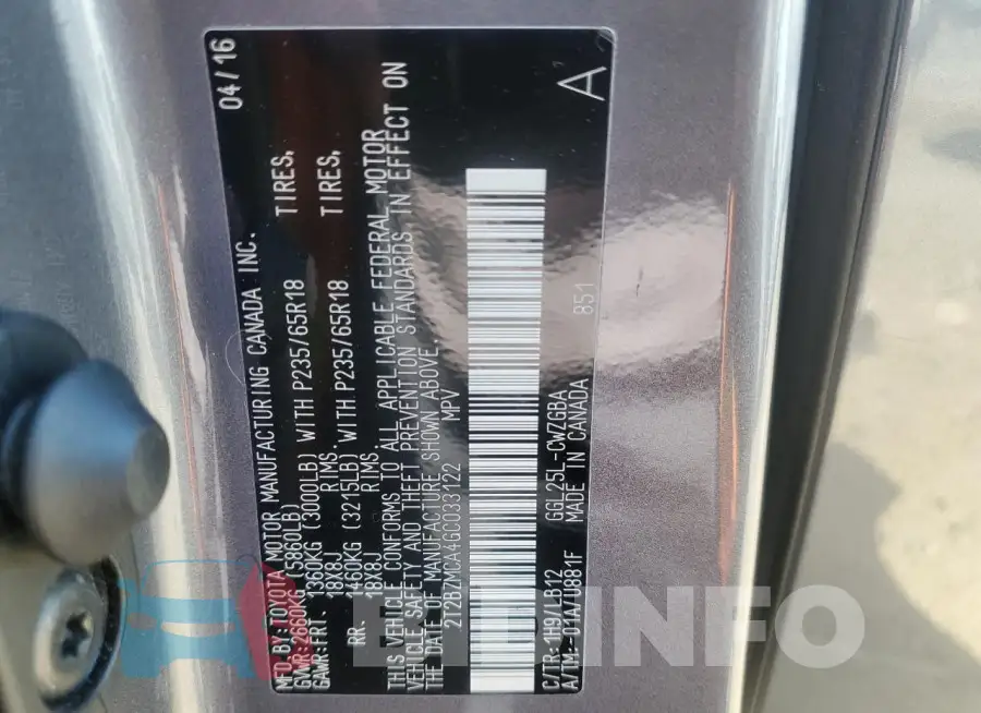 2T2BZMCA4GC033122 Photo# 13