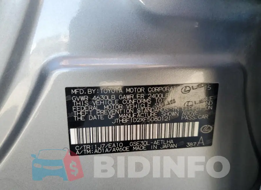 JTHBF1D2XF5080121 Photo# 12