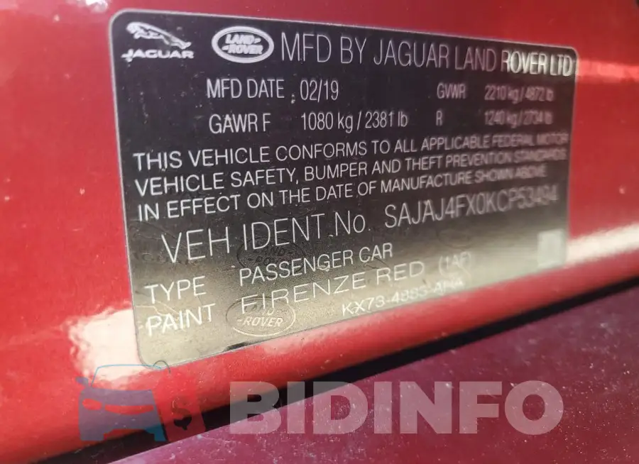 SAJAJ4FX0KCP53494 Photo# 12