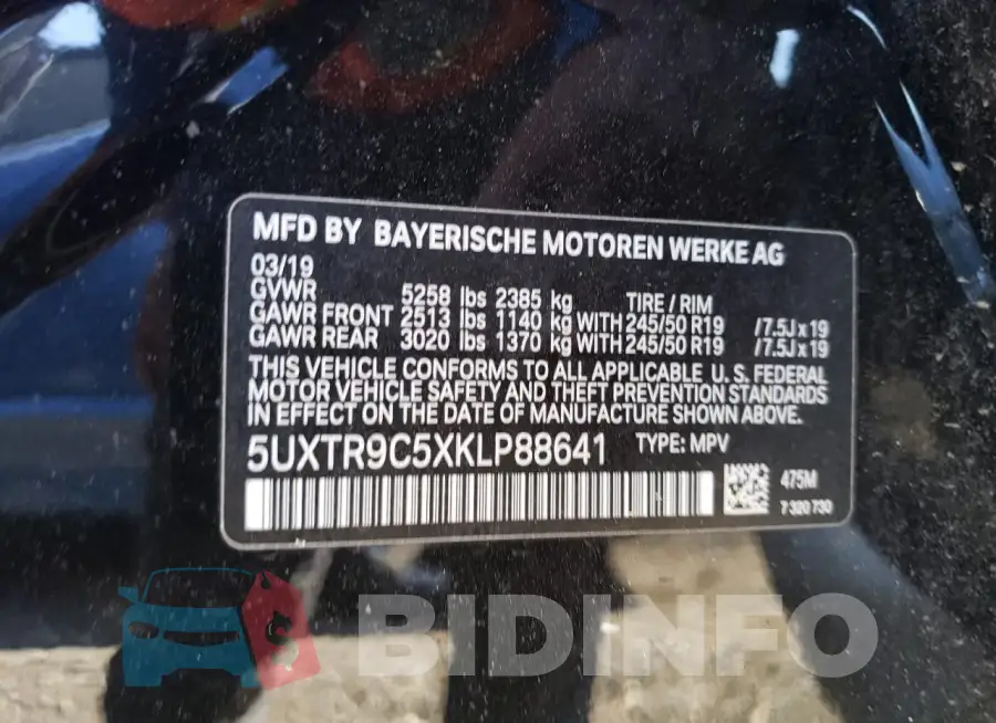 5UXTR9C5XKLP88641 Photo# 13