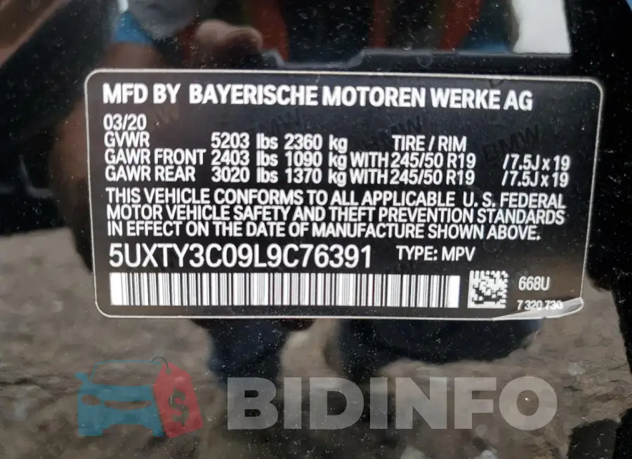 5UXTY3C09L9C76391 Photo# 13