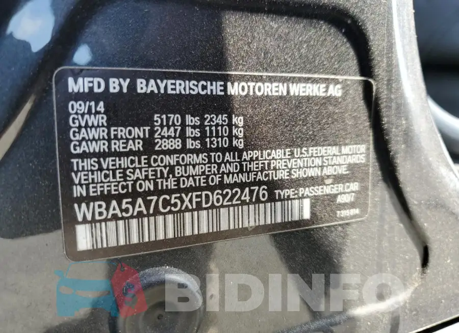 WBA5A7C5XFD622476 Photo# 13