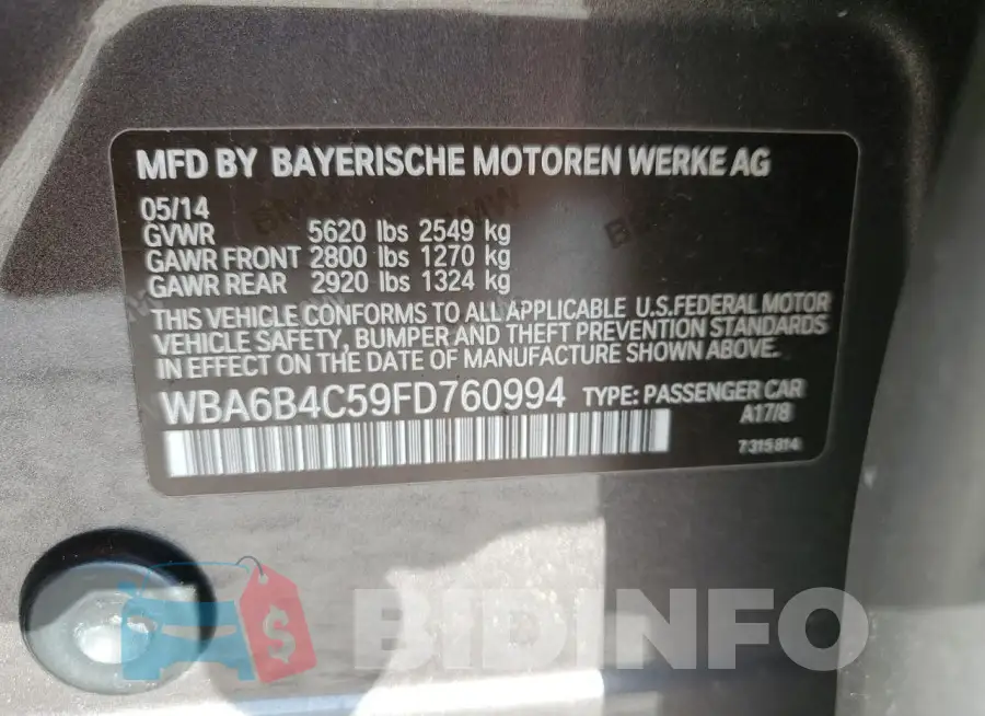 WBA6B4C59FD760994 Photo# 12