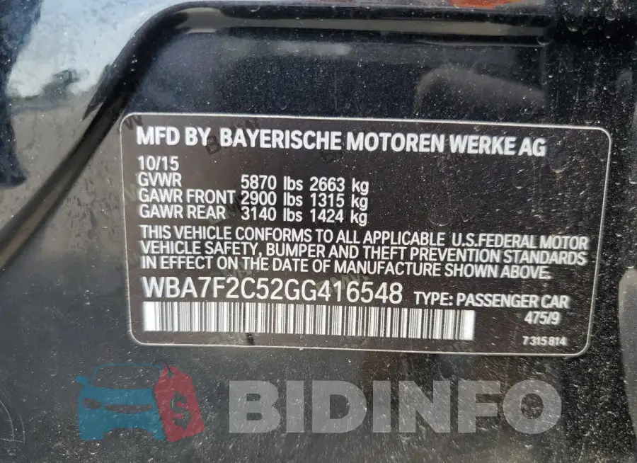 WBA7F2C52GG416548 Photo# 12