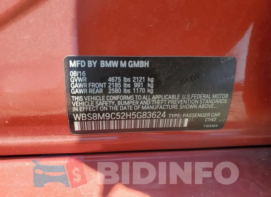 WBS8M9C52H5G83624 Photo# 13