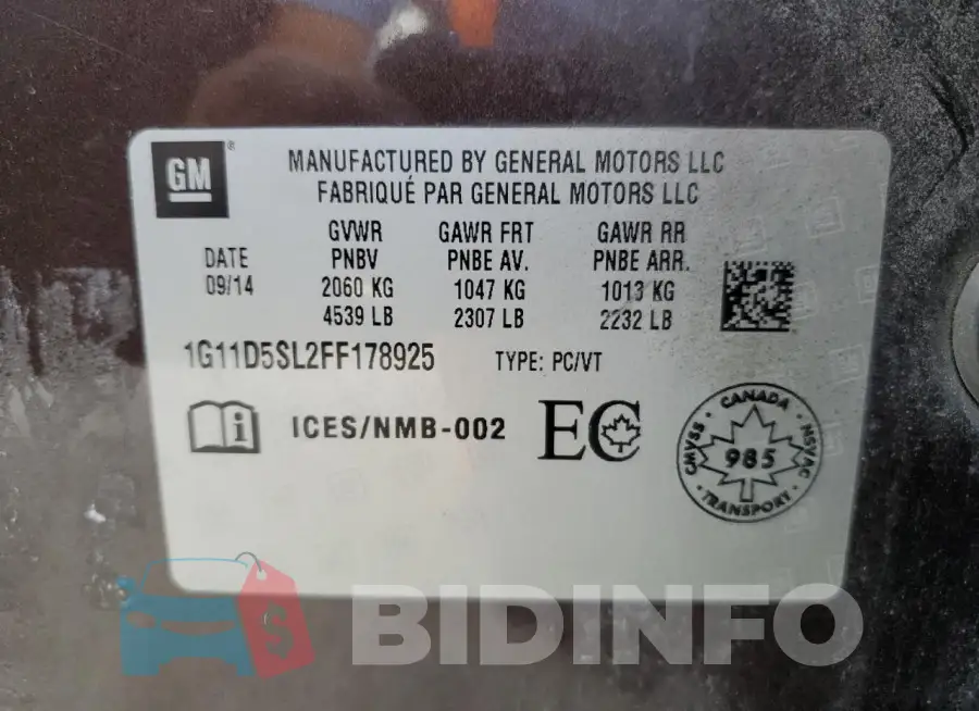 1G11D5SL2FF178925 Photo# 13