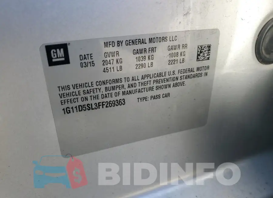 1G11D5SL3FF269363 Photo# 12