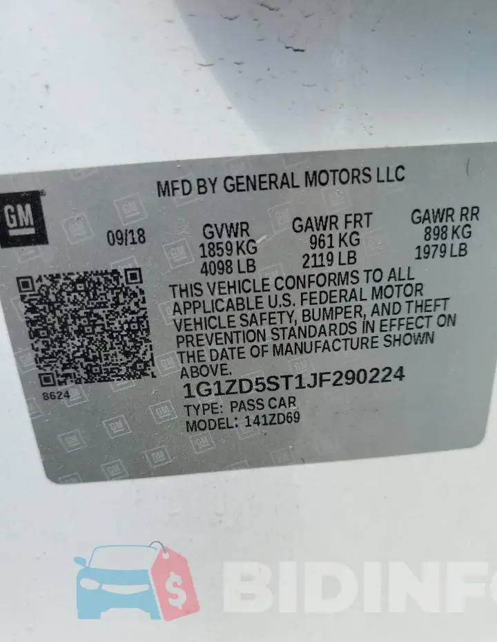 1G1ZD5ST1JF290224 Photo# 12