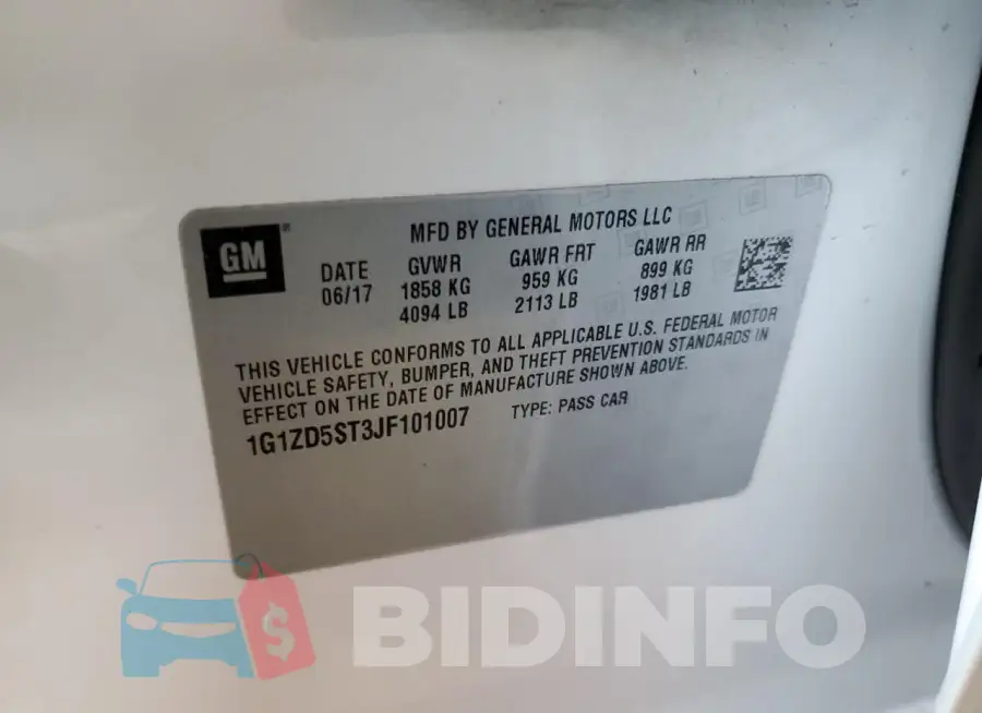 1G1ZD5ST3JF101007 Photo# 13