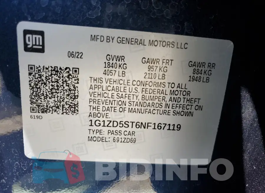 1G1ZD5ST6NF167119 Photo# 12
