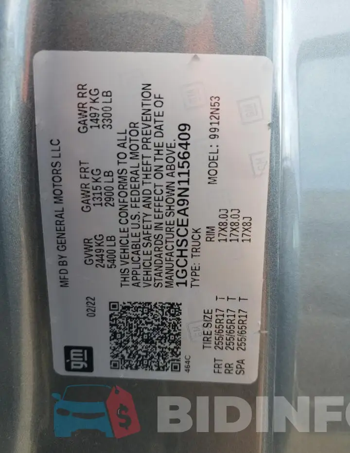 1GCHSCEA9N1156409 Photo# 13