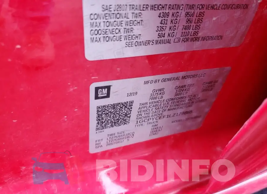 1GCPYCEF1LZ179865 Photo# 12