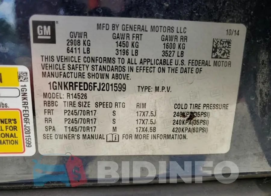 1GNKRFED6FJ201599 Photo# 14