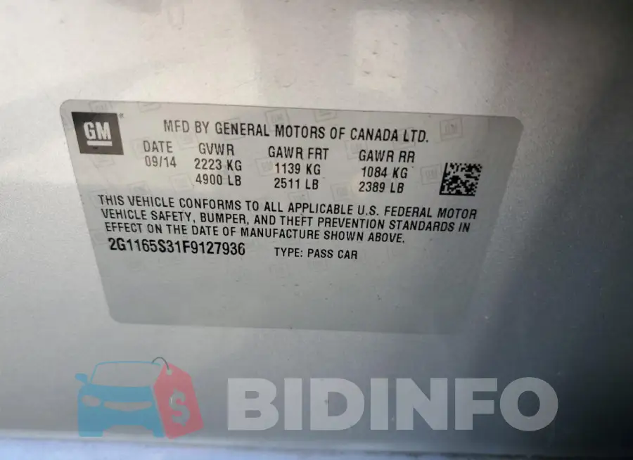 2G1165S31F9127936 Photo# 12