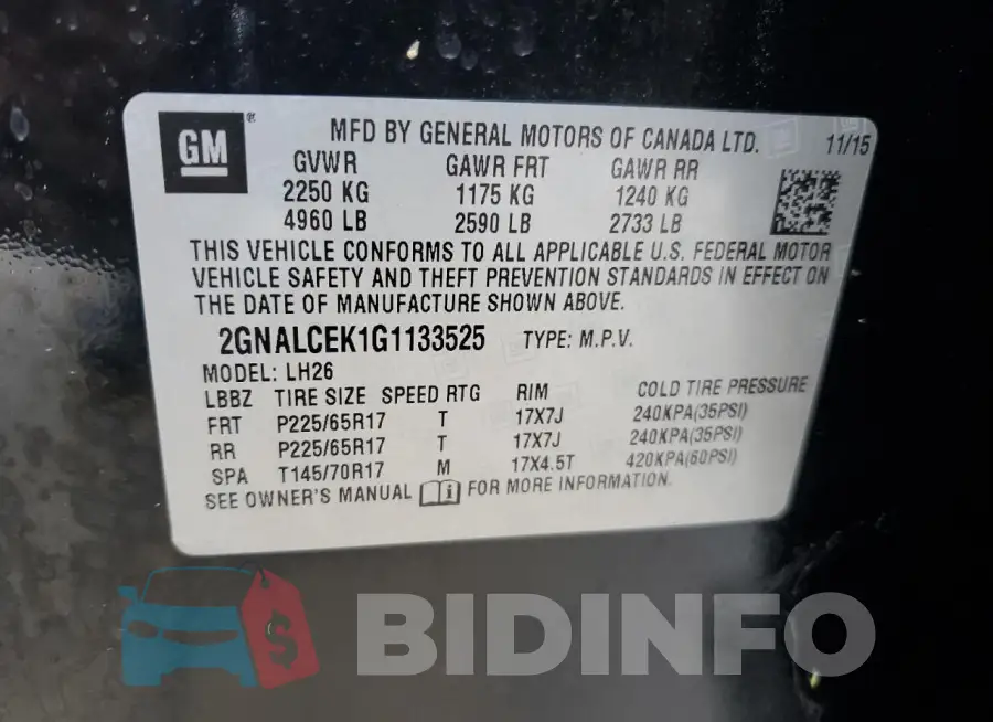 2GNALCEK1G1133525 Photo# 13