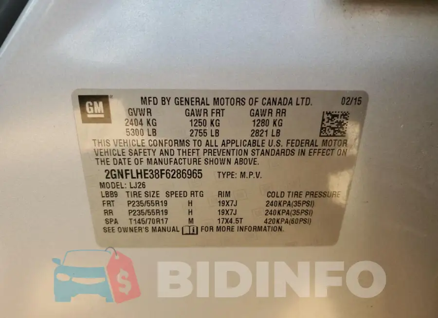 2GNFLHE38F6286965 Photo# 13