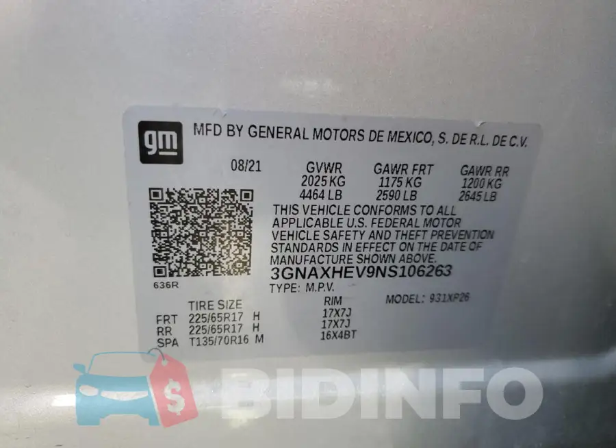 3GNAXHEV9NS106263 Photo# 12