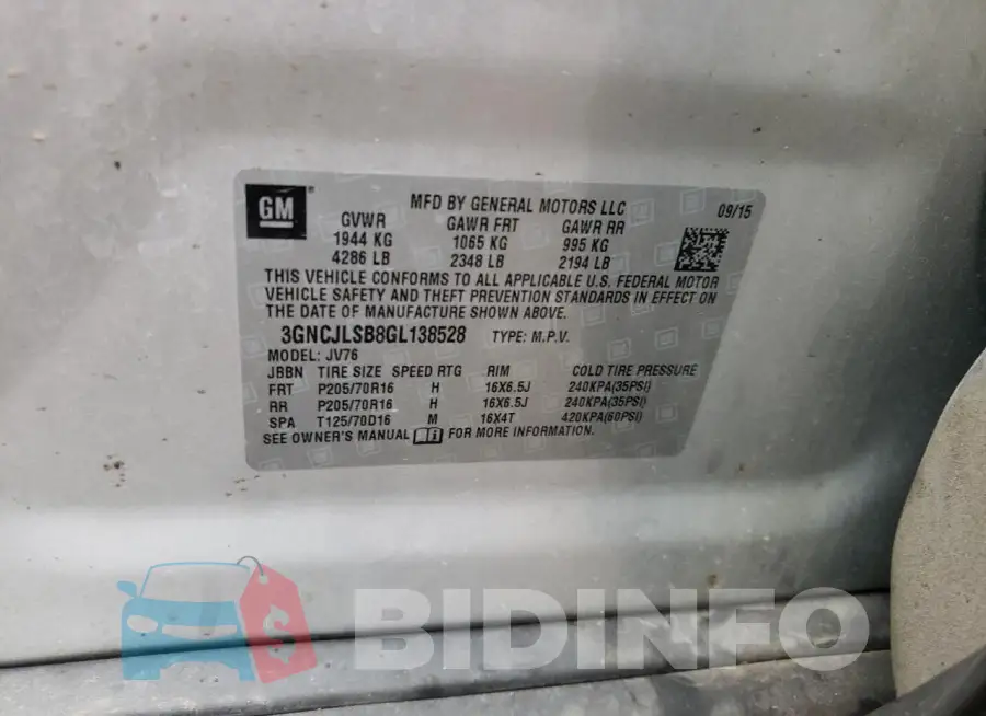 3GNCJLSB8GL138528 Photo# 13