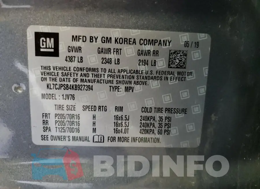 KL7CJPSB4KB927394 Photo# 14