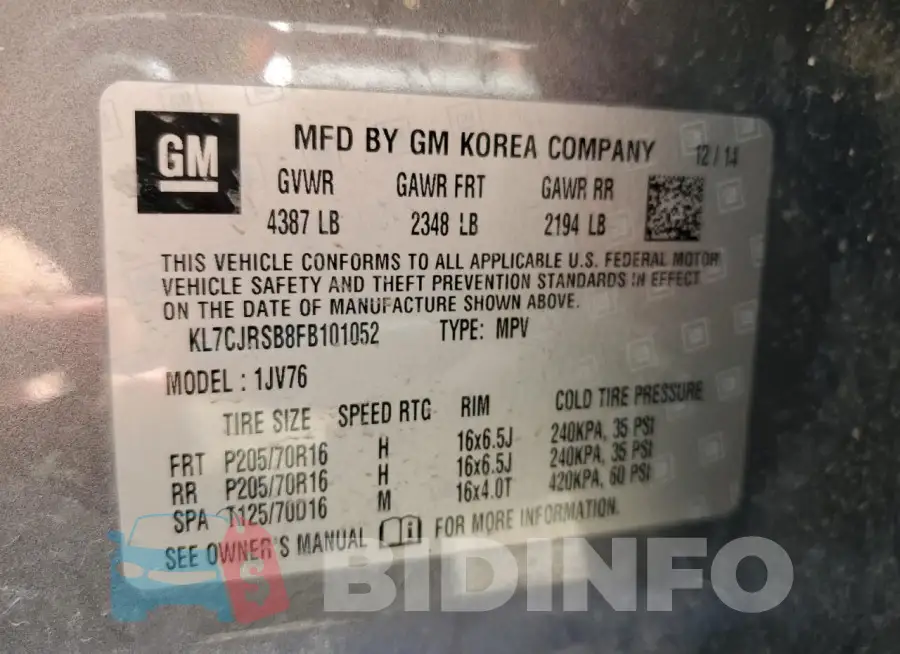KL7CJRSB8FB101052 Photo# 13