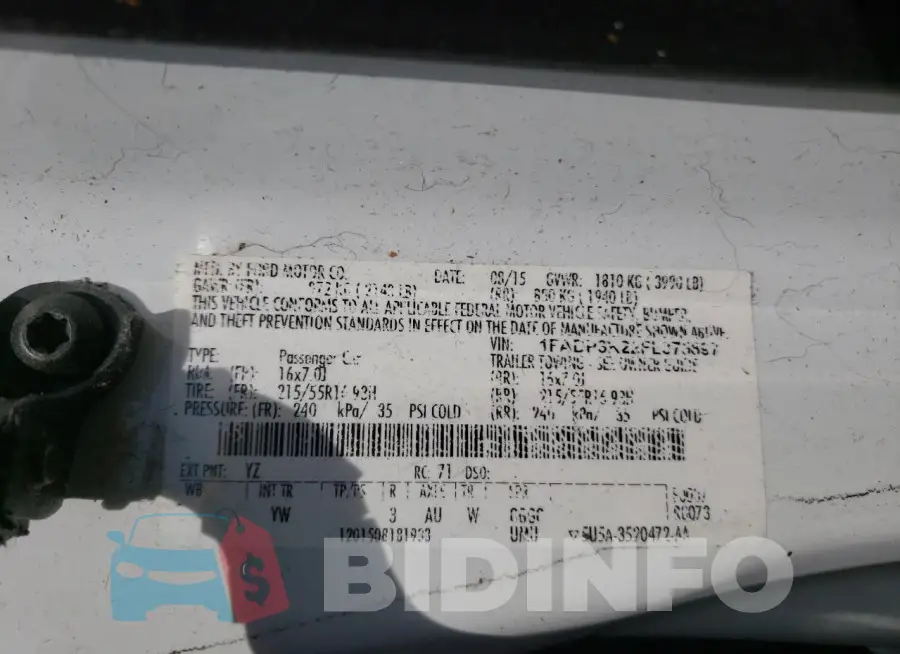 1FADP3K22FL375897 Photo# 12