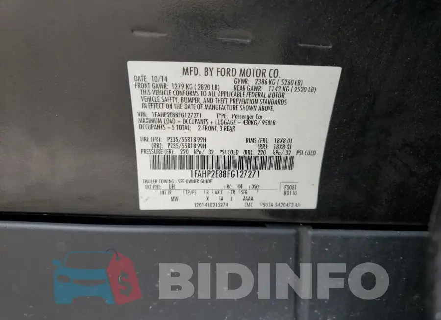1FAHP2E88FG127271 Photo# 12