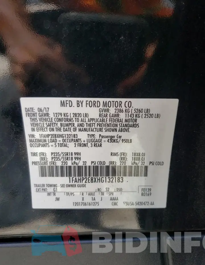 1FAHP2E8XHG132183 Photo# 12